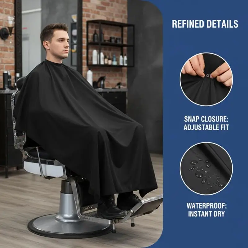전문 미용 헤어 커팅 케이프, 조절 가능한 스냅 잠금 장치가 있는 살롱 바버 케이프, 140*120cm 방수 미용 케이프