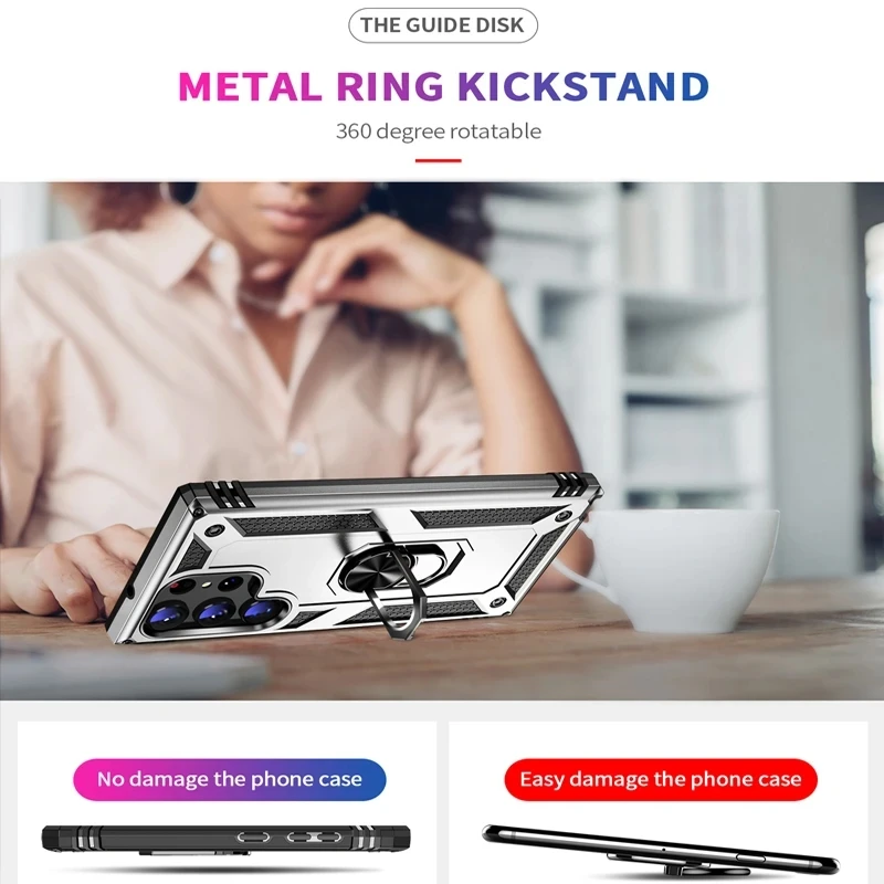 Shockproof Phone Case With Metal Ring Kickstand For Samsung Galaxy_voghion.com