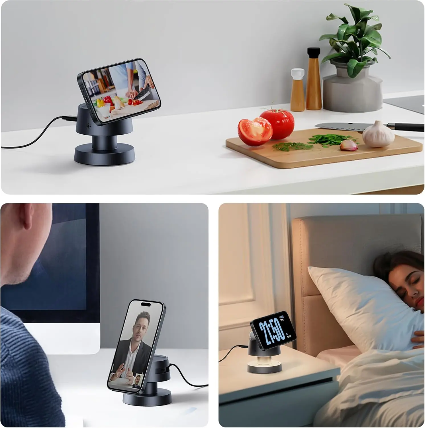 4 in 1 Magnetic Wireless Charger Fast Charging Adjustable Night Light for iPhone 16 15 14 13 12 Pro Max Apple Watch AirPods Pro