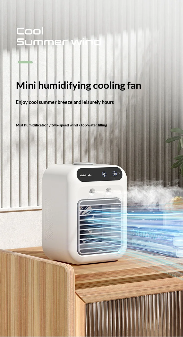 Portable Dormitory Spray Cooler with Humidification, Electric Fan, Desktop Mobile Air Cooler for Small Household Air Conditioner
