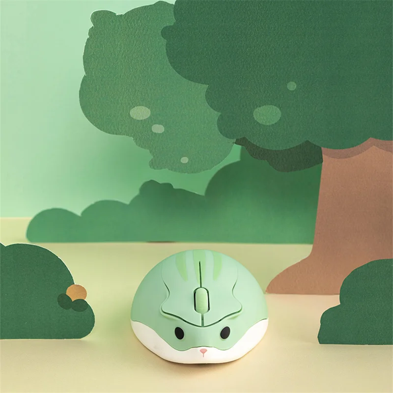 Cute Cartoon Anime Hamster Shape Wireless Computer Mouse 2.4g Usb Mini Optical Ergonômico Rosa Verde Ratos para Menina Presente do Kid - Imagem 3