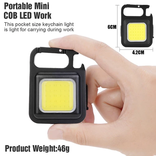 500mAh 미니 LED 손전등, 다기능 작업 조명, 휴대용 포켓 손전등, 열쇠 고리, USB 충전식 캠핑 플래시 라이트 3