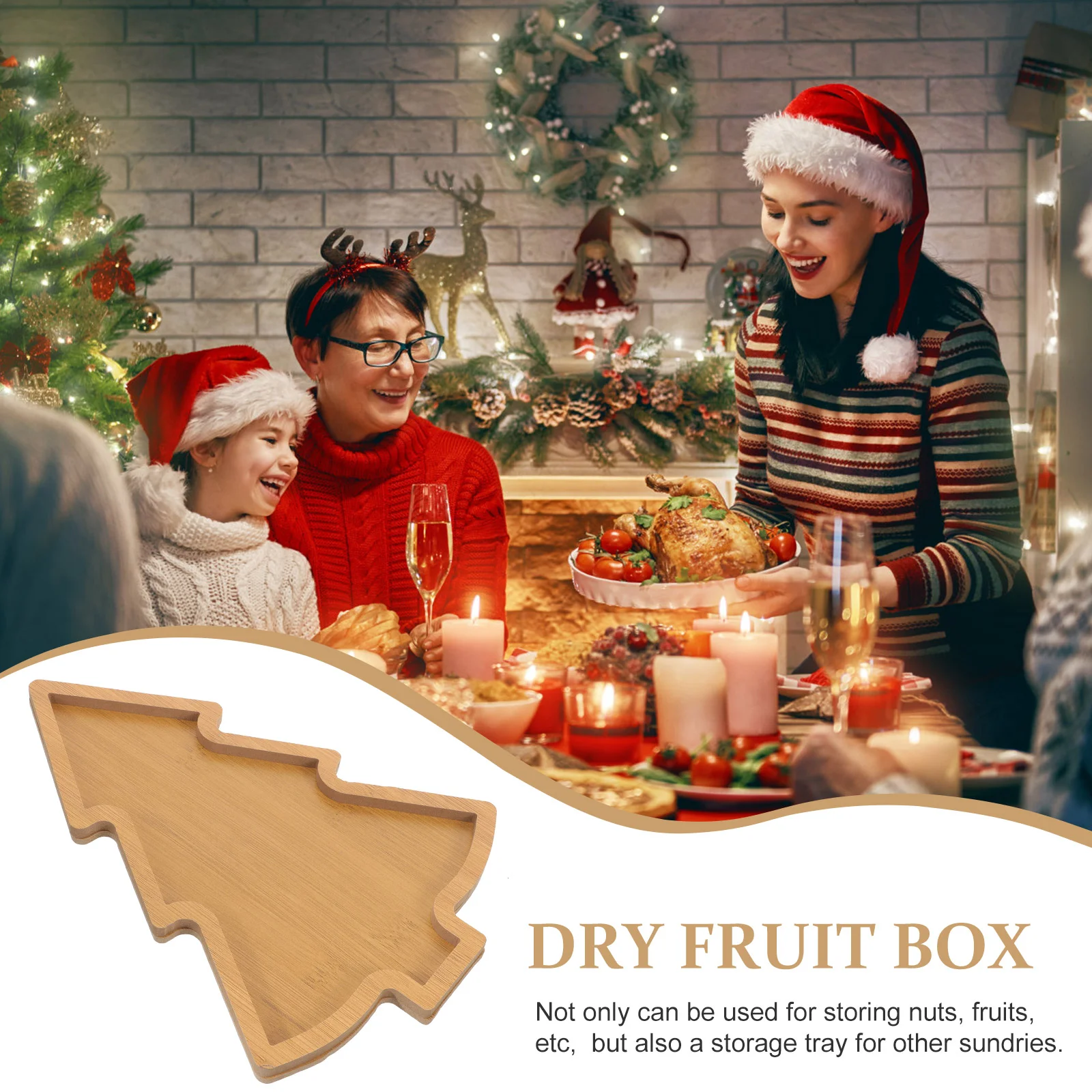 Christmas Serving Dish Beautiful Tray Tree Dessert Plates Light Bulb Wooden Food Man Japanese Candy plastic serving tray
