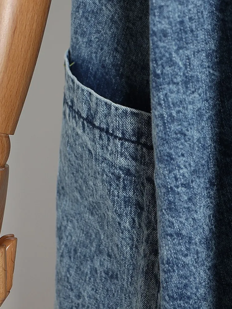 ECR Temperament Denim Vintage Windbreaker Lapel Collar Short Sleeve High Waist Loose Casual Designer Coats Female Fashion Style