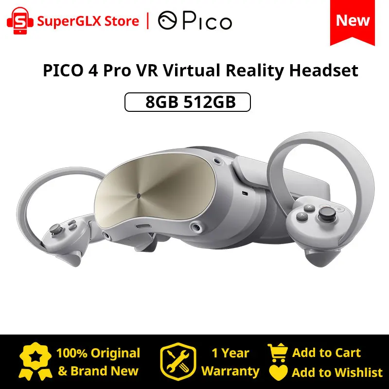 Pico 4 Pro Vr Headset 8Gb + 512Gb Supporto Eyes Tracking Facial Expression Capture 6Dof All-In-One Pico4 Pro Vr Headset Per Steamvr