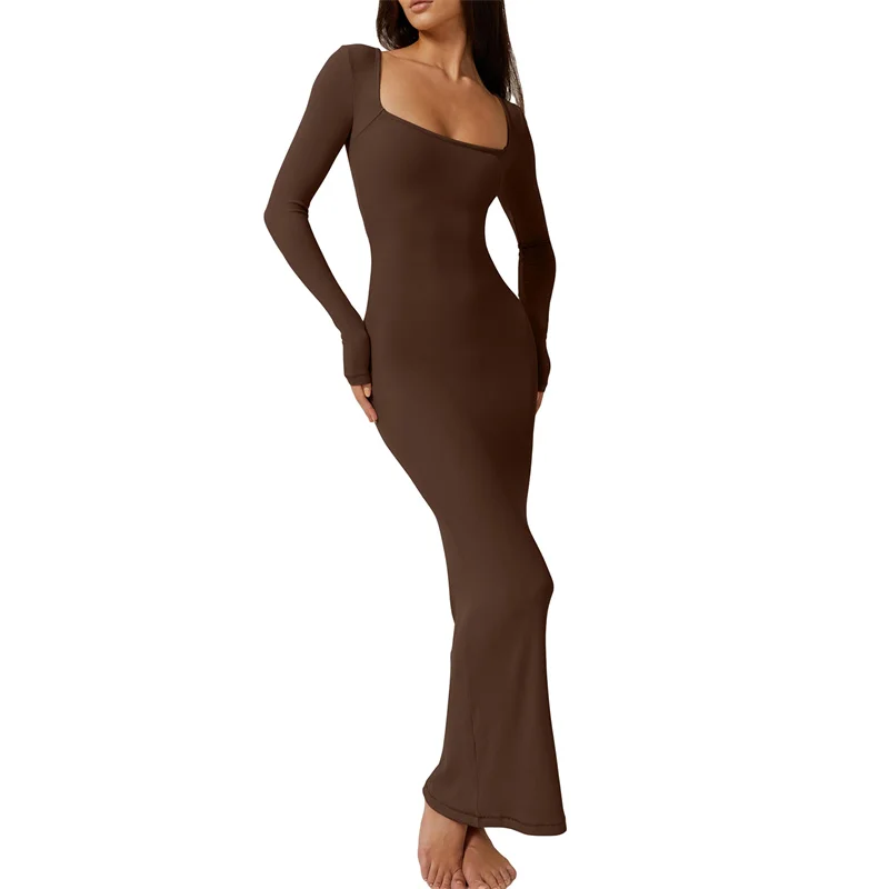 y2k Bodycon Dress Women Going Out Solid Color Square Neck Long Sleeve Dresses Sexy Evening Party Dresses Clubwear 16 y2k Bodycon Dress Women Going Out Solid Color Square Neck Long Sleeve Dresses Sexy Evening Party Dresses Clubwear