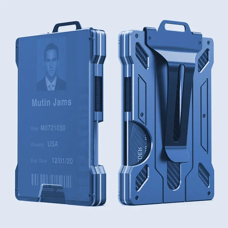 RFID Men's Minimalist Wallet - Sleek Metal Case with Money Clip and Card Holder