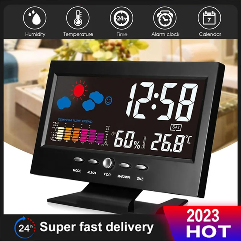 2023 Multifunctional Backlight Temperature Humidity Calendar Weather
