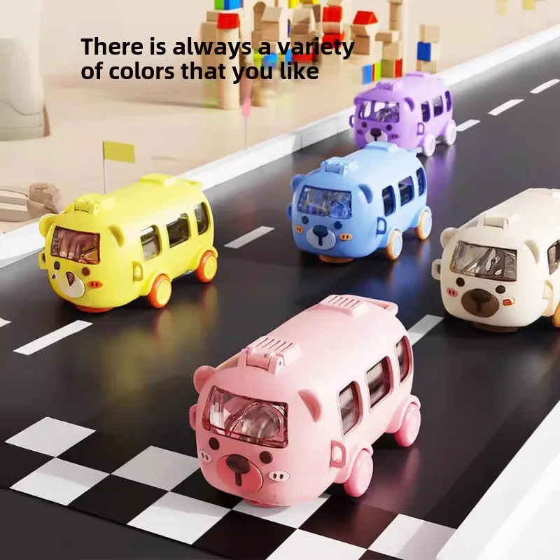 500ml Cute Bear Portable Water Bottle With Shoulder Strap for Kids Car Straw Cup Bus Shape Children's Drinking Cup water bottle