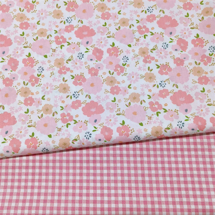 160x50cm 꽃무늬 보라색 녹색 면 능직 침구 드레스 원단
