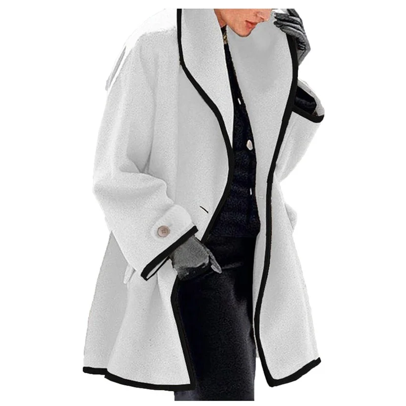 Women's Winter Wool Coat Trench Jackets Casual Solid Fashion Down Jacket  Ladies Warm Slim Long Overcoat Outwear Windbreaker