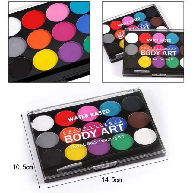 15 Colors Face Body Painting: Safe and Festive Makeup for Christmas and Halloween Parties