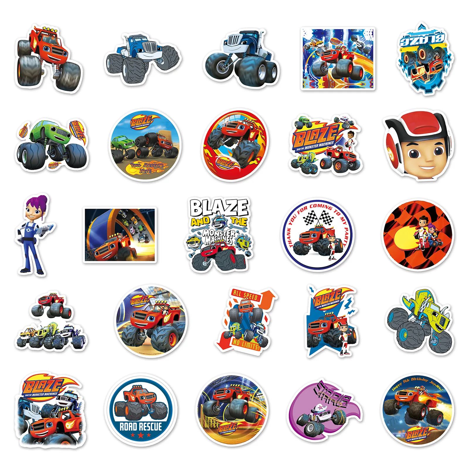 50PCS Blaze Cartoon Sticker Pack - Fun DIY Decals
