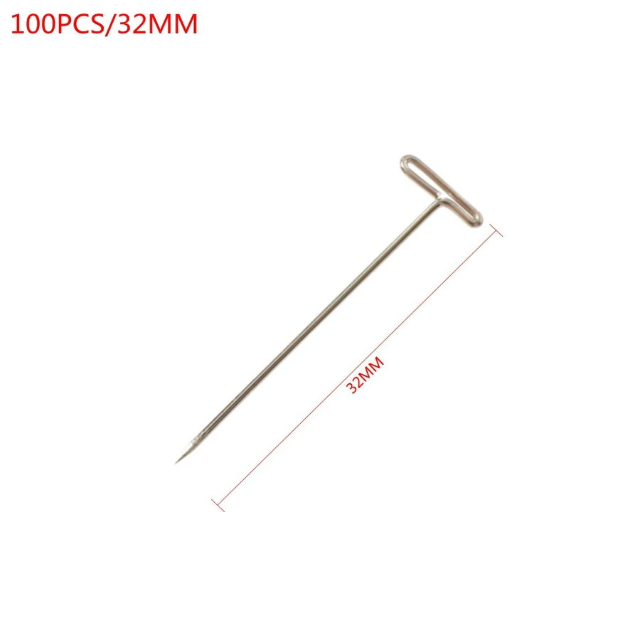 스테인리스강 T-핀 스타일링 도구 재봉 헤어 바늘, 가발 제작 및 디스플레이용 폼 헤드, 27mm, 32mm, 38mm, 45mm, 51mm, 53mm, 100 개