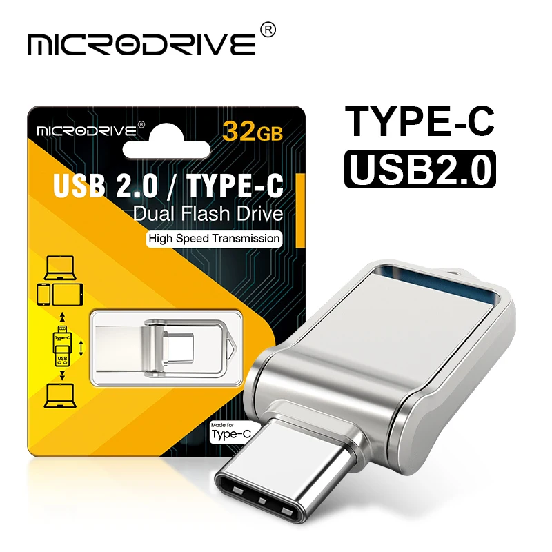 Type C Pendrive OTG Type C Pen Drive Mini Metal Usb Memory Stick 32GB 128GB for smartphone Huawei