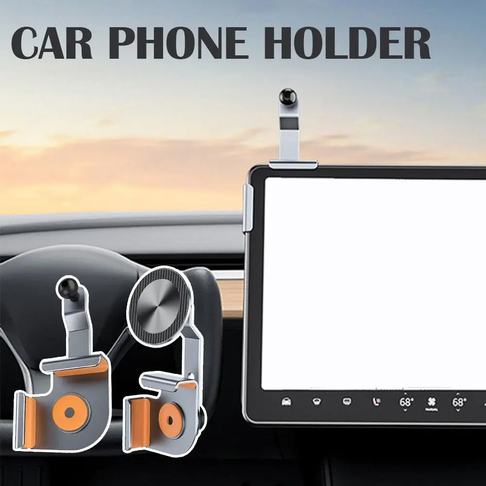 Car Phone Holder Screen Side Mount For Tesla Y/HIGHLAND 2024 Magnetic Adjustable Car Phone Holder Accessries W6X2