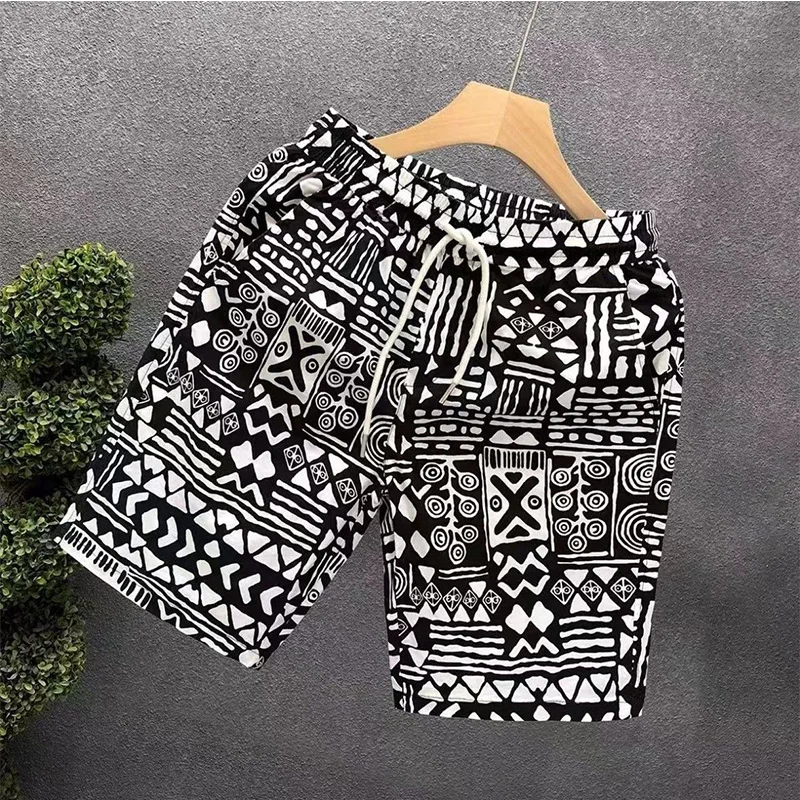 2024 New Summer Loose Casual American Retro Elegant Fashion Oversized Men's Wear Handsome Irregular Drawstring Chic Y2K Pants
