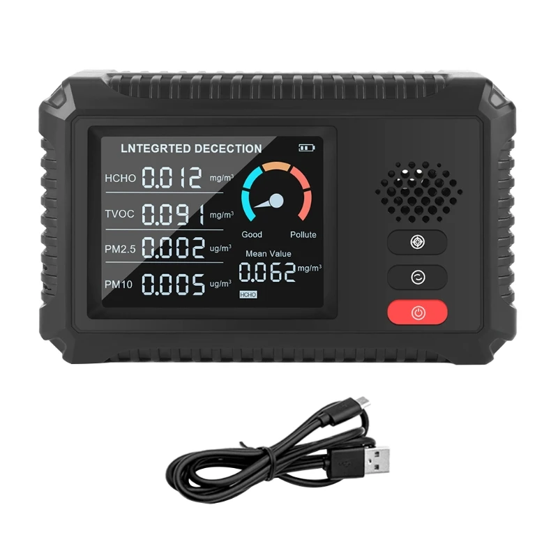 

Indoor Air Quality Air Quality Monitor HCHO TVOC PM2.5/10 Multifunctional Gas Detector Real for Time Data Recordi