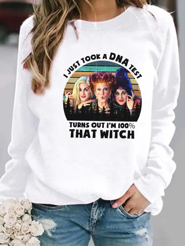 

Fall Happy Halloween Trend Style Witch Print Pullovers Women Fashion Holiday Lady Autumn Spring Female Graphic Sweatshirt