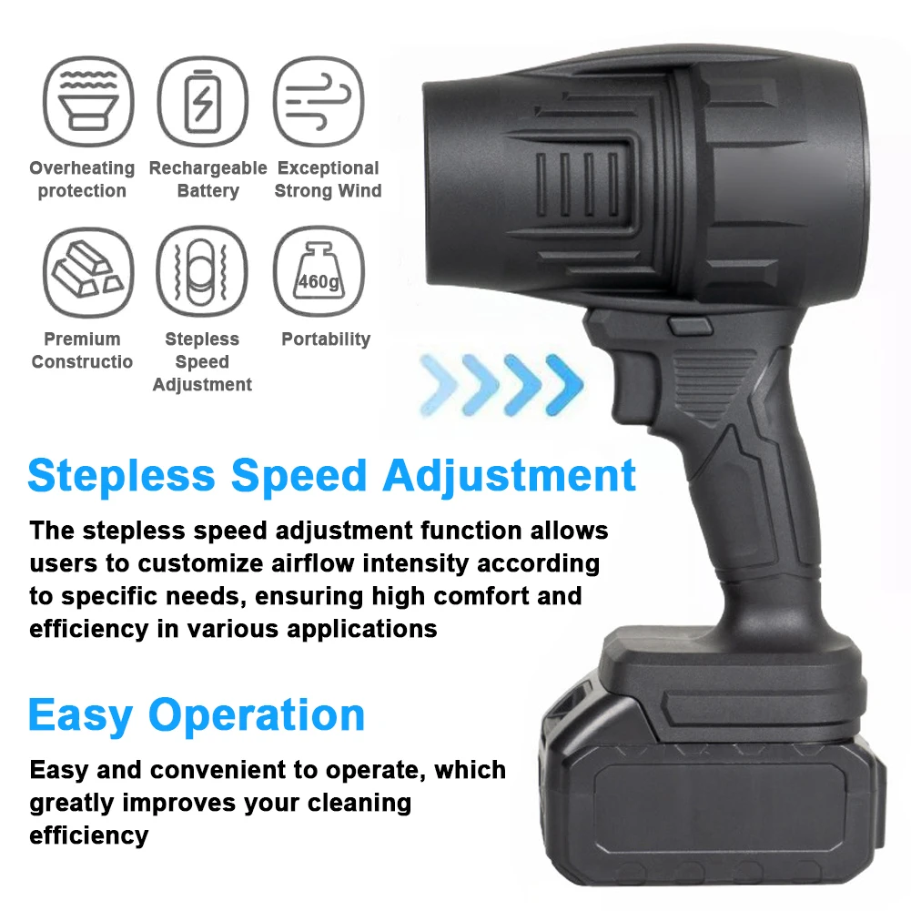 1000W Turbo Fan Violent Fan 500g Thrust Stepless Speed High Power Turbofan Leaf Blower Handheld Mini Jet Fan for Makita Battery 4