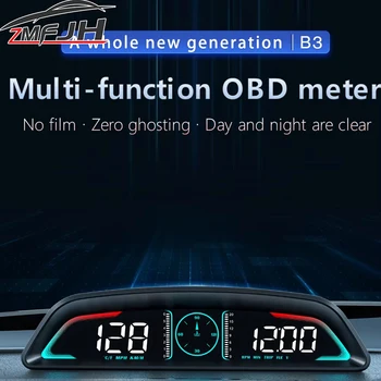 Car OBD HUD B3 Head Up Display Digital Speedometer Overspeed Alarm Clock RPM Voltage Water Temperature Multifunctional Display 1