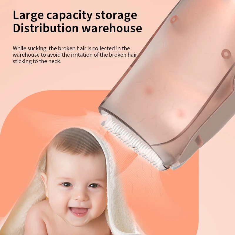 Children'S Hair Clipper Automatic Hair Suction Electric Trimmer Clippers Shave Self-Help Waterproof Low Noise USB Charge Cutter 4
