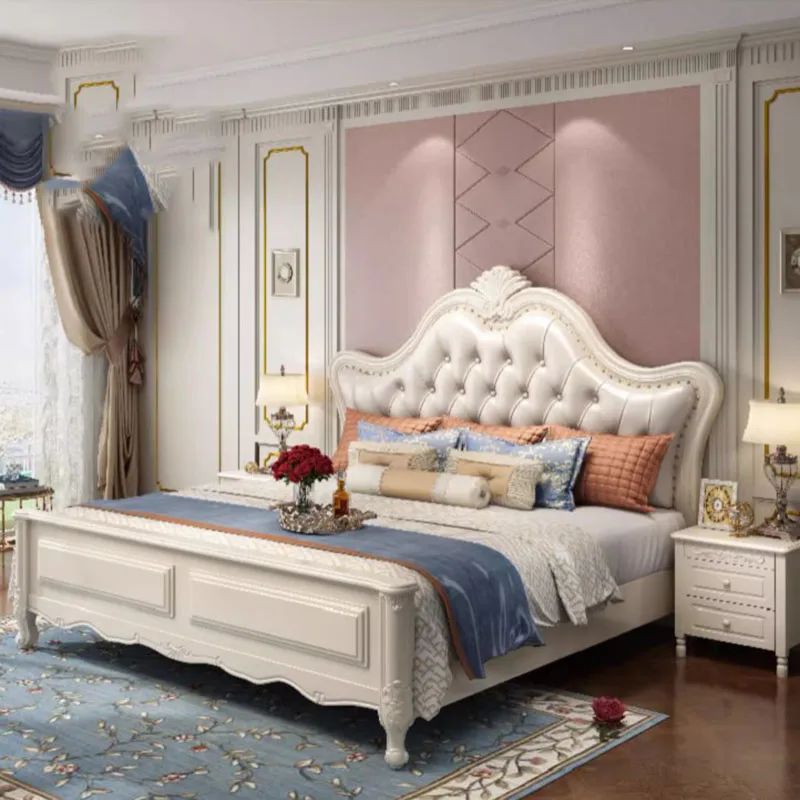 Morbido Letto Matrimoniale Europeo Bordi Estetico Per Bambini Letto Matrimoniale Di Fascia Alta Soggiorno Cama Casal Camera Da Letto Di Lusso Set Mobi