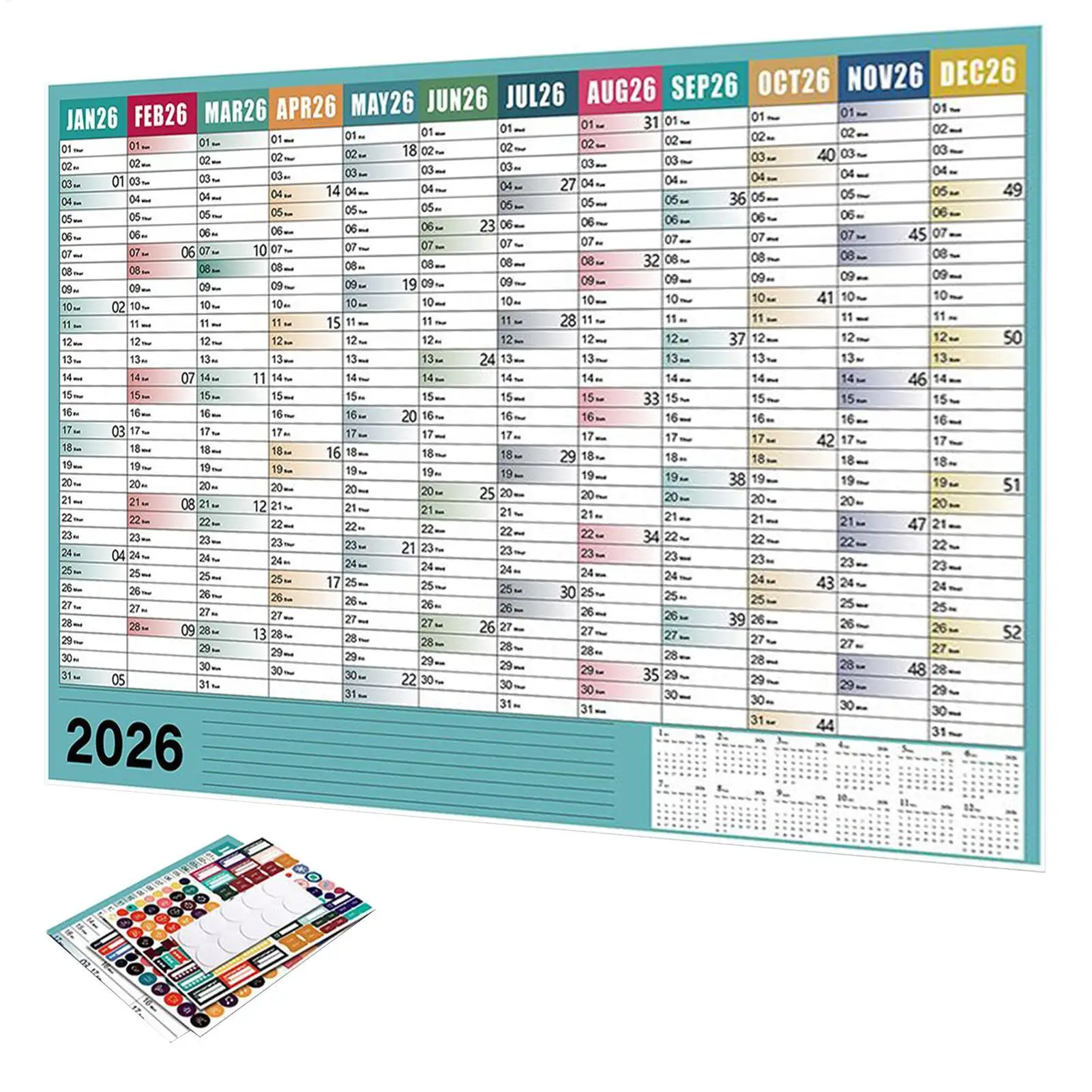 Calendario da Parete 2026, Pianificatore Annuale, Lista delle Cose da Fare, Calendario con Orari, Foglio Pianificatore, Blocco Note, Agenda Organizzatore - immagine 5