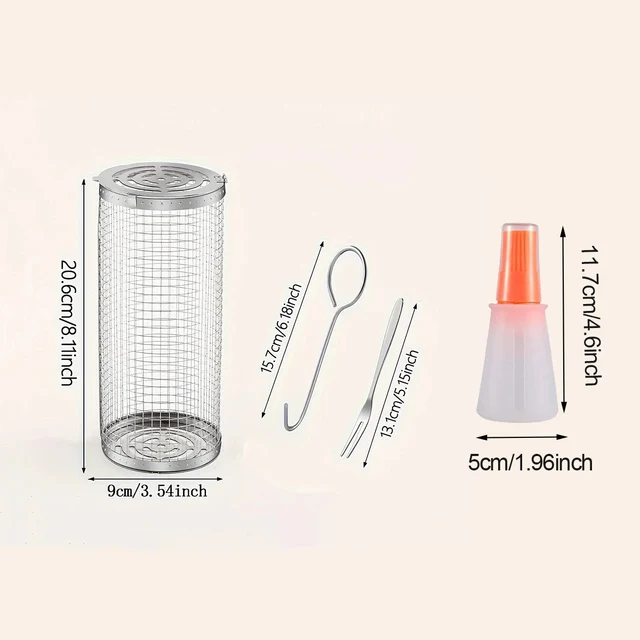 Cestello Per Barbecue Rotante - 2 Pezzi Per Grigliare Verdure E Carne - Foto 7