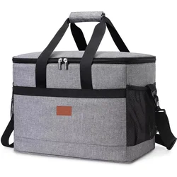 Spacious Insulated Collapsible Cooler Bag for Outdoor Gatherings and Travel (35L Grey)
