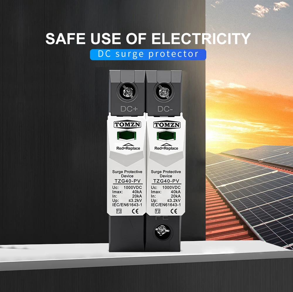 DC SPD 1000V 800V 600V 500V 20-40KA House Surge Protector Protective Low-voltage
