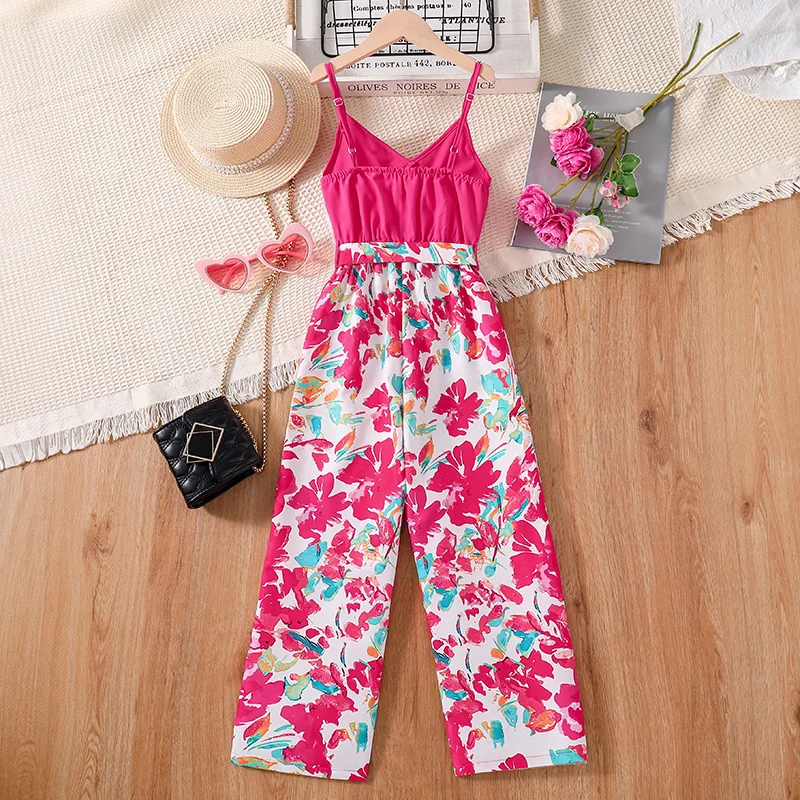 Girl's Pink Floral Romper 2