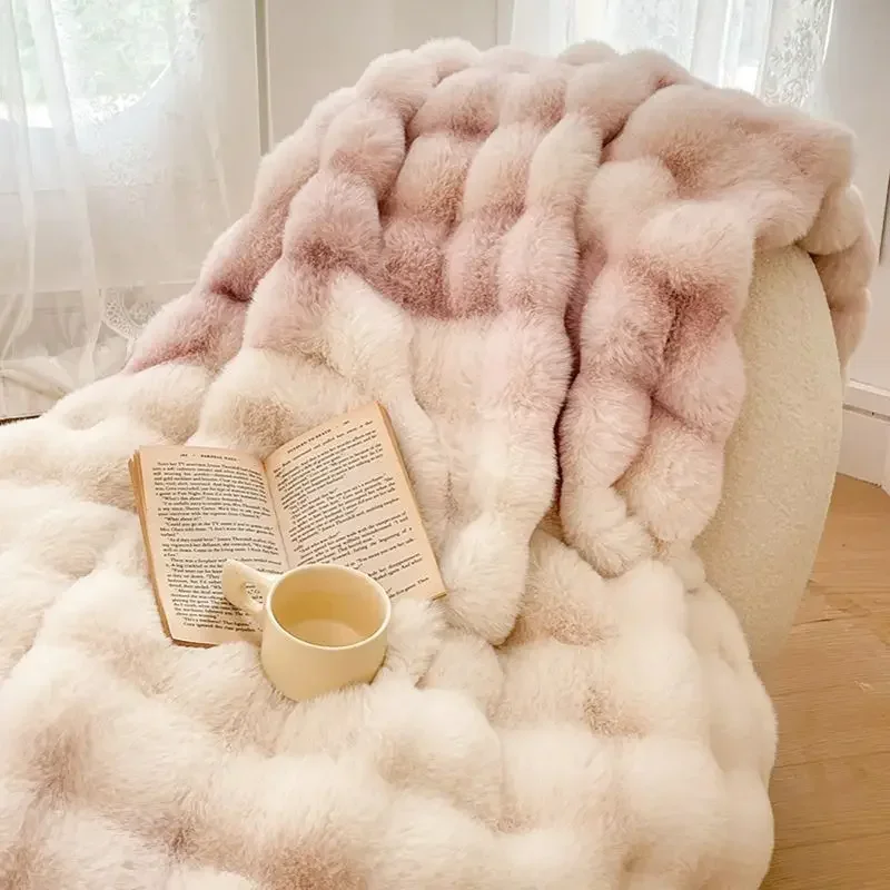 

Class A Fur Rabbit Plush Winter Thickened Nap Blanket Milk Plush Sofa Air Conditioning Blanket Coral Plush Cover Blanket