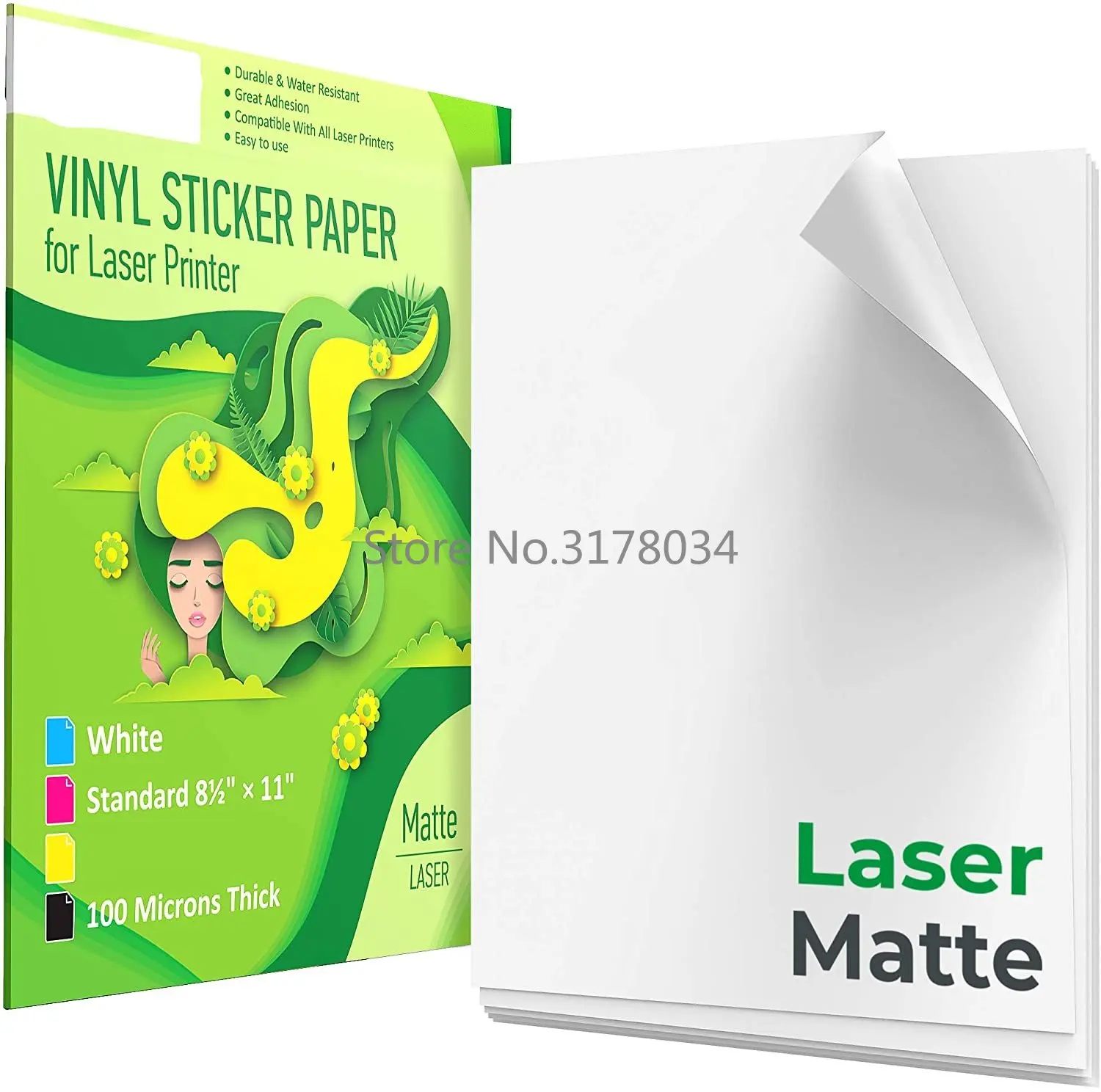 50 Sheets A4 Vinyl Sticker Paper for Laser Printer Matte White Self Adhesive Stickers Label Waterproof Decal Paper Sheet