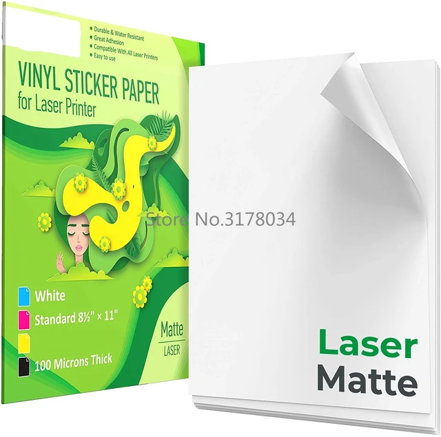 Papier autocollant en vinyle A4 pour imprimante laser, autocollant blanc,  étiquette autocollante, feuille de papier décalcomanie étanche, 256, 50  feuilles - AliExpress