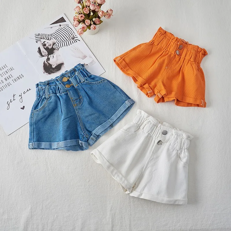 Girls' Summer Fashion Denim Shorts Girls Children Clothing Korean Fashion Versatile Jeans Pockets 2-8 Years kids shorts