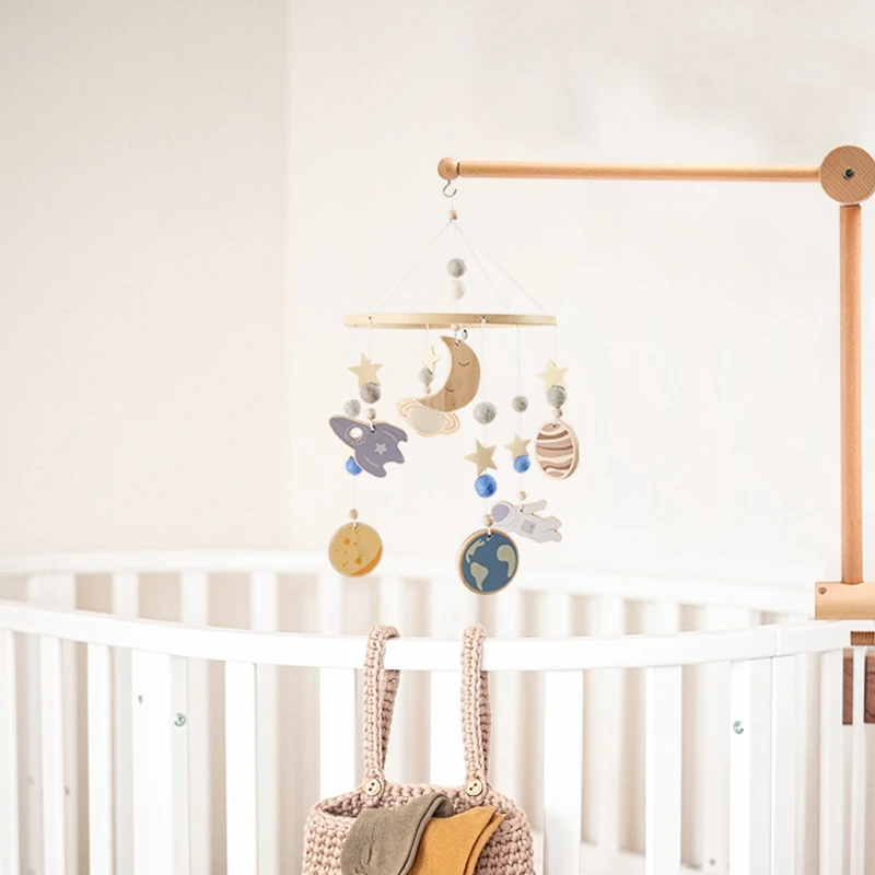 Baby Rattle Toy 0-12 Months Bed Bell Bracket Wooden Mobile Newborn Crochet Bed Bell Hanging Toys Holder Bracket Infant Crib Toy