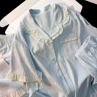 Korean Solid Casual Simple Plus Size Women's Pajamas Set Sweet Lapel Neck Short Fashion Pajamas Summer New 2025 Sleepwear Woman - Image 3