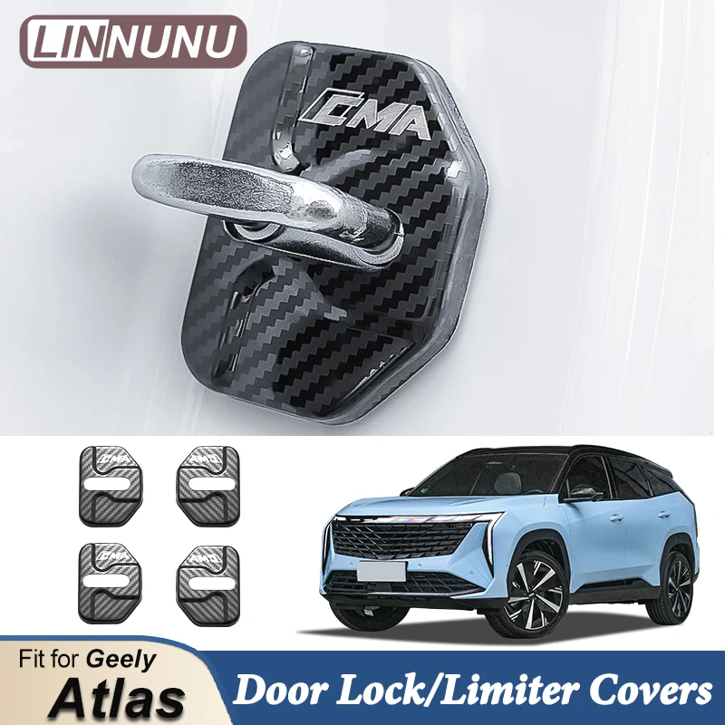 

LINNUNU Car Door Lock Decoration Cover Door Check Arm Protection Limiter Hinge Screw caps Fit for Geely Boyue L Atlas Staray