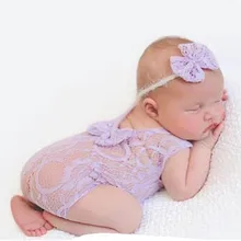 

2pcs/set Newborn Photography Props Girls Photo Baby Costume Cute Lace Romper Knit Clothing Baby Photography Accessories