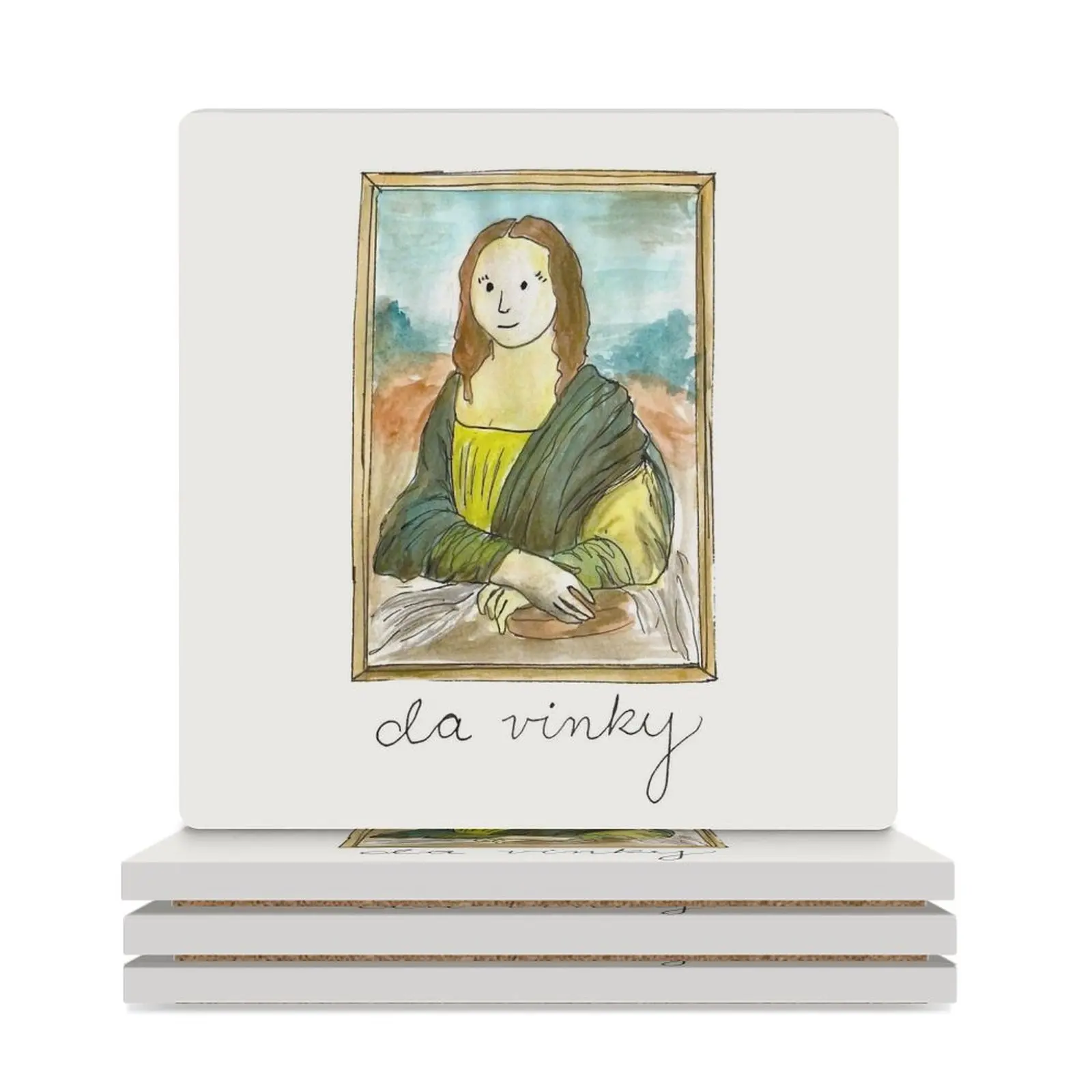 

Da Vinky Ceramic Coasters (Square) cup set white tile household utensils kitchen Coasters