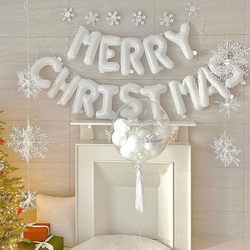 16inch Merry Christmas Letter Foil Balloon Colorful Letter Balloon 2023 Happy New Year Banner Christmas Party Deco Ornament 2024