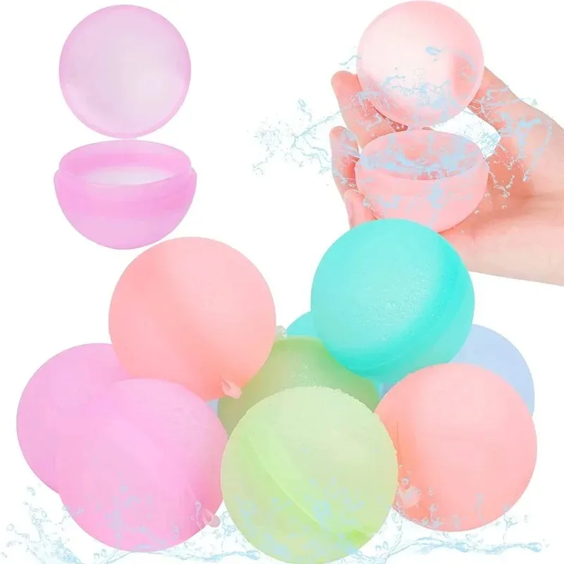 Water Toys Water Balloons Inflatable Water Toys Inflatable Ball Toys 12pcs Reusable Water Fighting Balls Adults Kids Summer Swimming Pool Silicone Water Playing Toys Pool Bomb Balloons Games