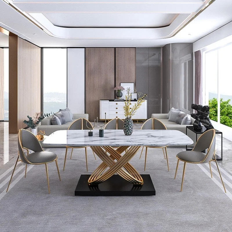 

Modern Dining Luxury Dining Table Modern Modern Restaurant Dinning Furniture Luxury Metal Base Marble Dining Table Chairs