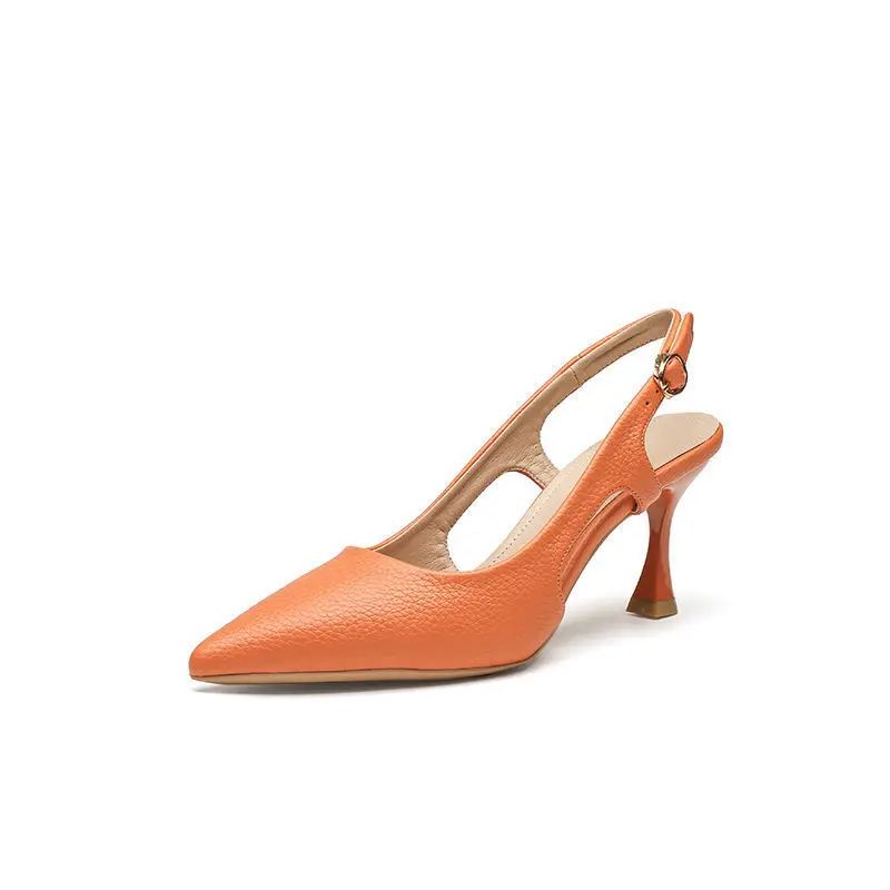 2023 new summer shoes pointed toe gladiator sandals women orange color high heels sandalias mujer bach strap tacones sandles