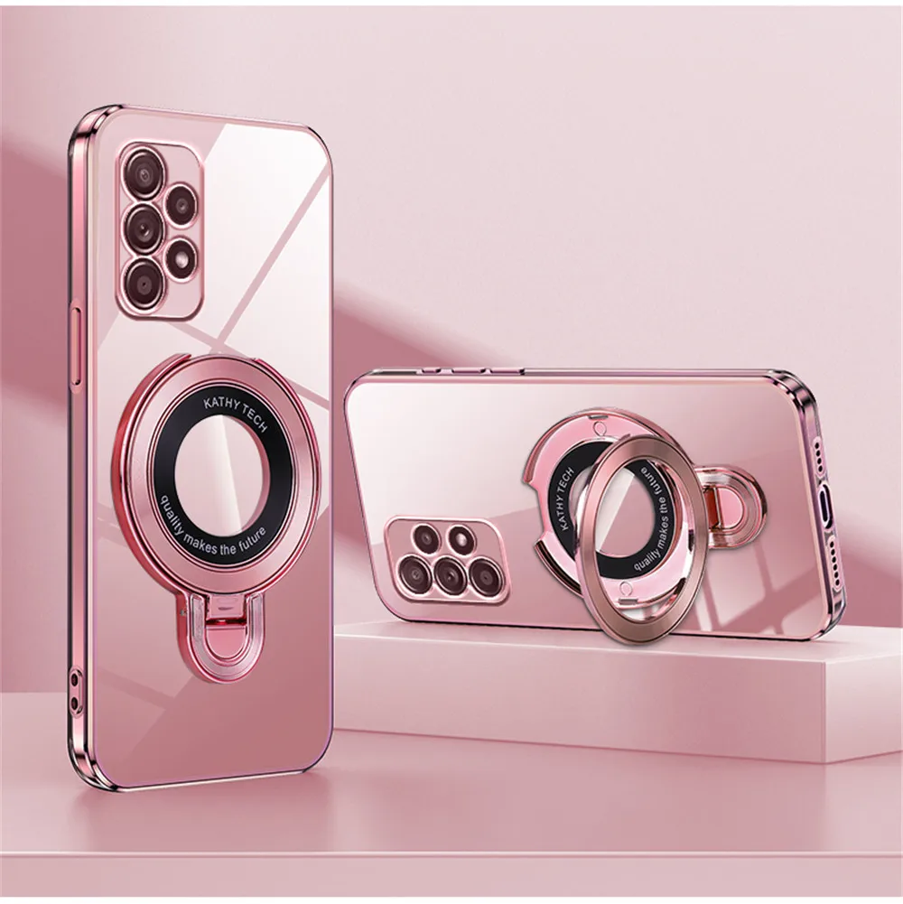 Luxury Transparent Plating Magnetic Bracket Stand Holder Case