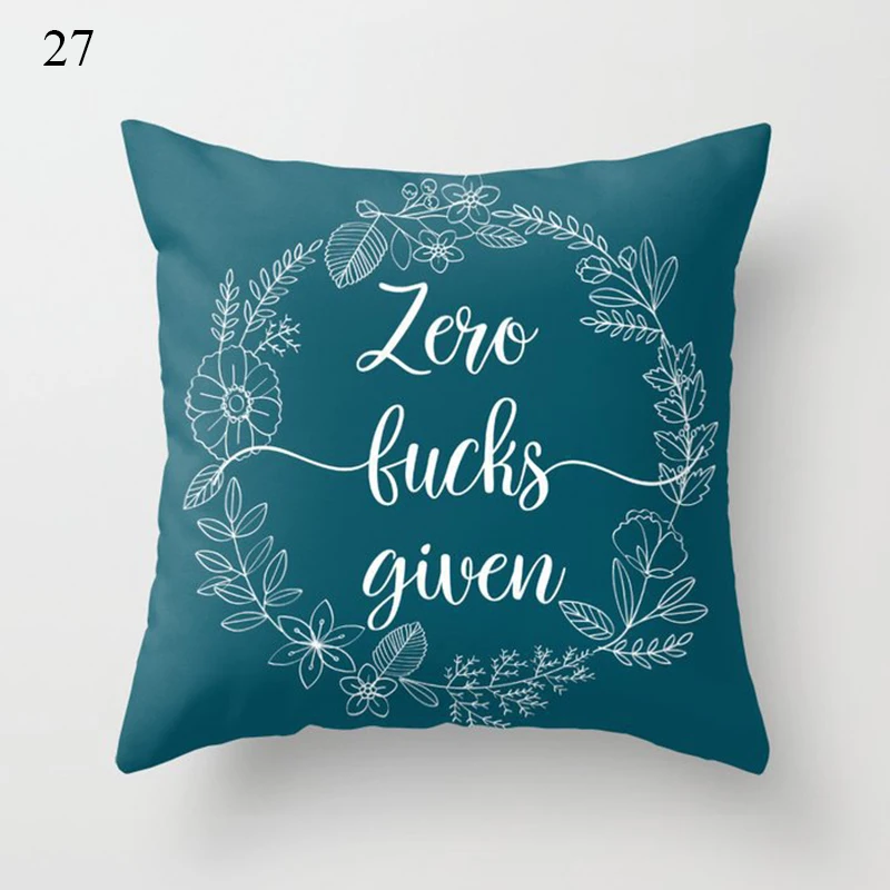 45CM Green Throw Pillow Case Teal Blue Leaf Print Cushion Case Nordic Home Decor Sofa Living Room Polyester Geometric Pillowcase