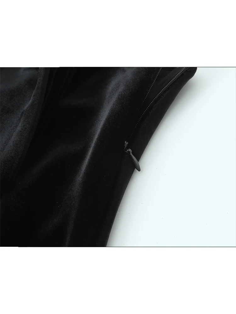 Women's Autumn Bodycon Mini Dress Velvet Irregular Halter Collar Scarf Decoration Solid Sexy Vintage Sleeveless Slim Dress