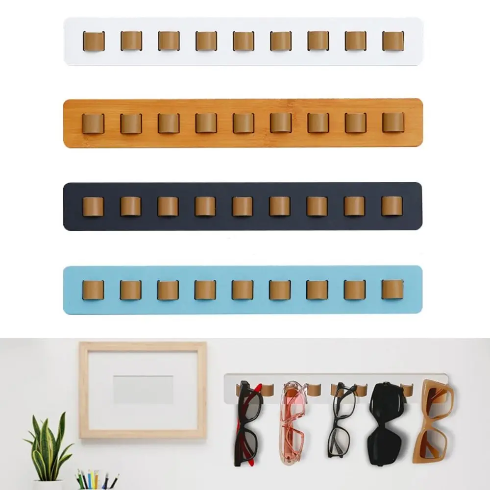 

Wall Mounted Sunglass Organizer New Self-adhesive Wood Glasses Display stand 9 Holes Glasses Holder