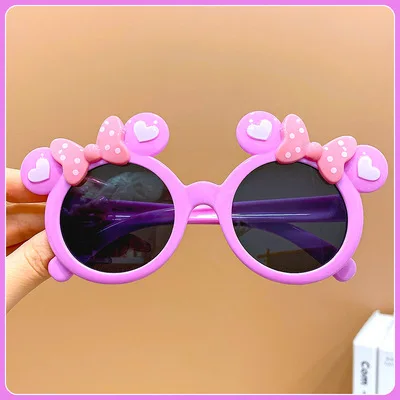 New Disney Anime Bow Mickey Mouse Sunglasses Kawaii Minnie Glasses  Children's Summer Sunshades Boys and Girls' Photography props